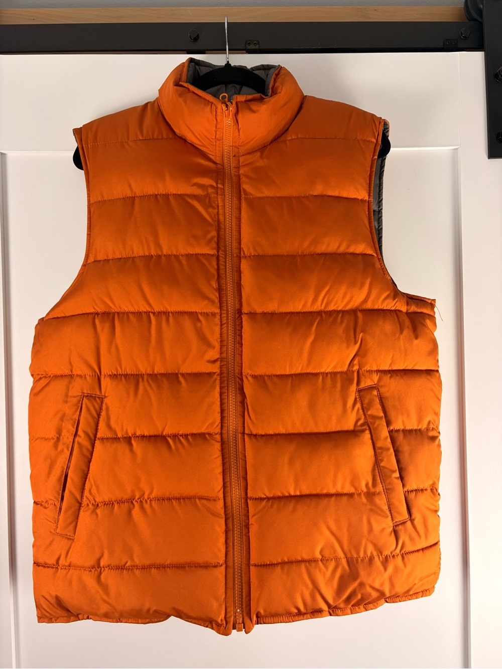 Gap Reversible Puffer Vest Gray Orange Full Zip Quilted Men’s M